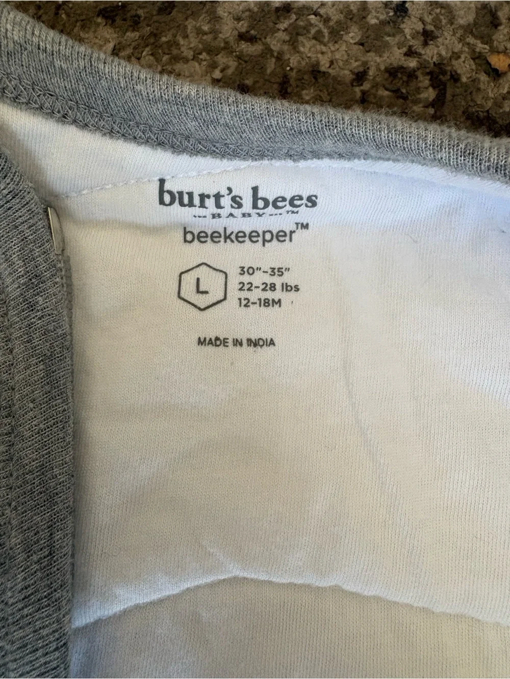 Burt’s Bees Quilted Sleep Sack (L) Gray Moon & Star Print